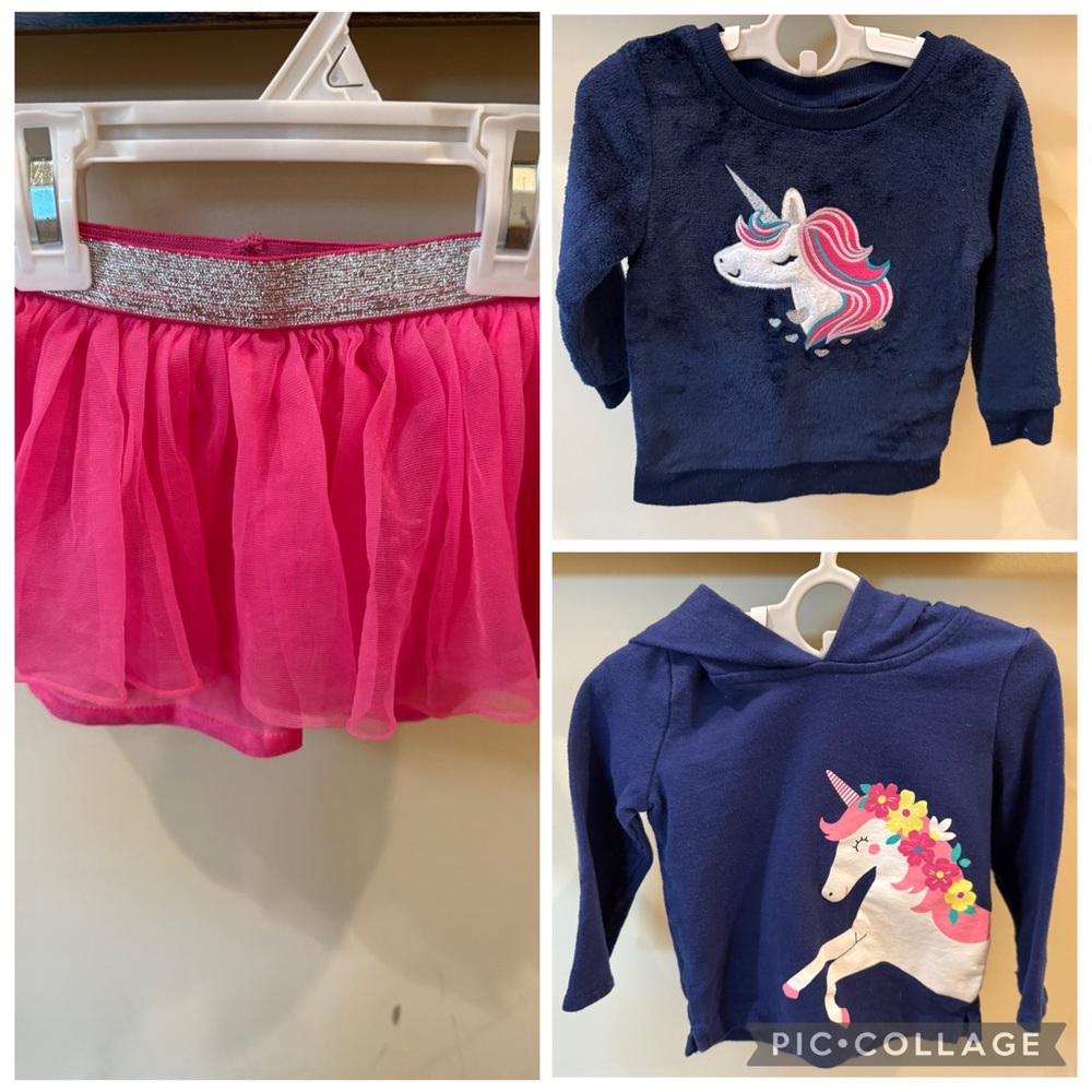 Garanimals Toddler Girls Unicorn Hoodie Sweatshirts and Skirt Bundle